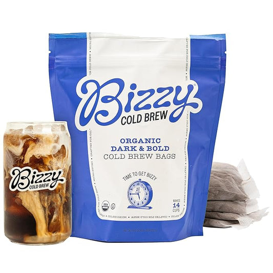 Bizzy Organic Cold Brew Coffee | Dark & Bold Blend | Coarse Ground Coffee | Dark Roast | Micro