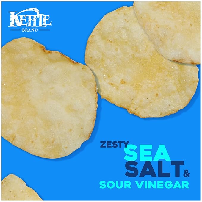 Kettle Brand Potato Chips, Salt & Vinegar Kettle Chips, Snack Bag, 2 Oz