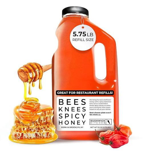 Bees Knees Spicy Honey, 92 oz Bulk Bottle Pure Honey Infused with Oleoresin Habanero Peppers