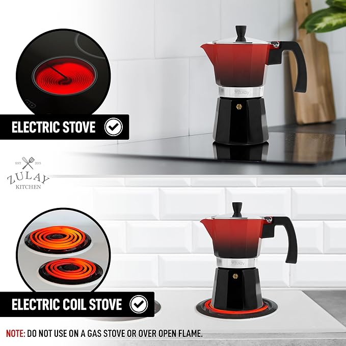 Zulay Kitchen Stovetop Espresso Maker - Moka Pot 3 Espresso Cups - Percolator Coffee Maker for