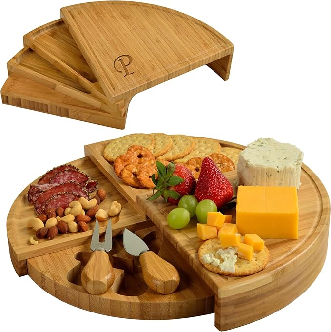 Picnic at Ascot Patented Personalized Monogrammed Engraved Bamboo Cheese/Charcuterie Board with