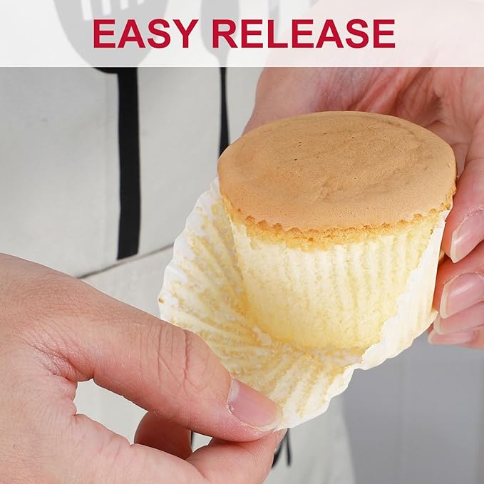 [300Pcs] Caperci Standard White Cupcake Liners for Baking - Odorless Greaseproof Paper Muffin