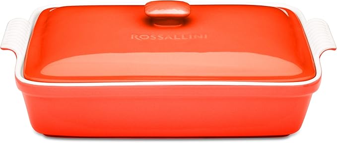 Stoneware Casserole Dish Bakeware Set with Lid, Covered Rectangular Dinnerware, Extra Large 4.23