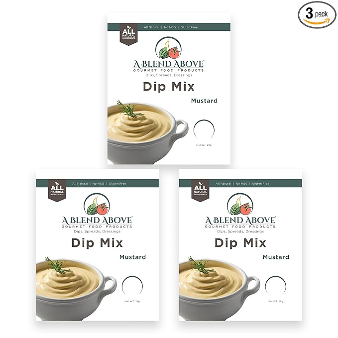 A Blend Above Mustard Dip Mix, 3 Packs, 1 oz. Each, Makes 16 Ounces, Gluten-Free, No MSG, All