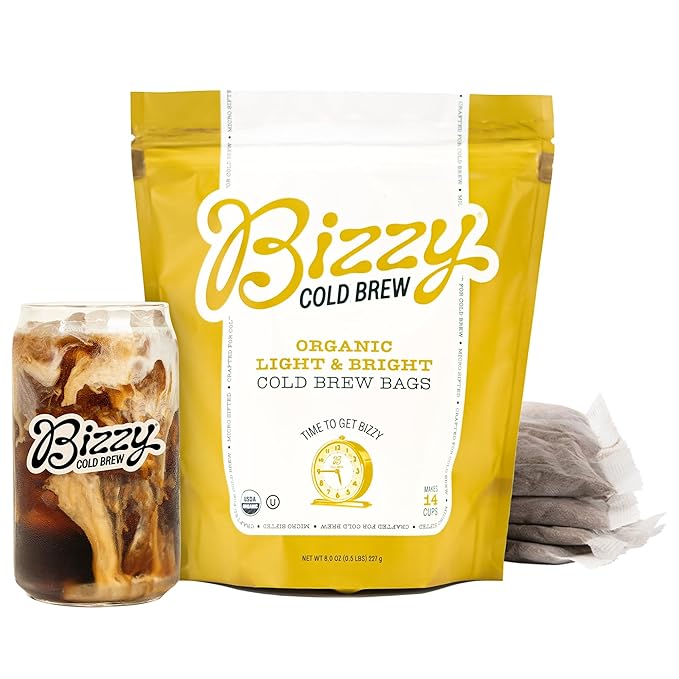 Bizzy Organic Cold Brew Coffee | Light & Bright Blend | Coarse Ground Coffee | Light Roast | Micro