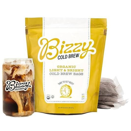 Bizzy Organic Cold Brew Coffee | Light & Bright Blend | Coarse Ground Coffee | Light Roast | Micro