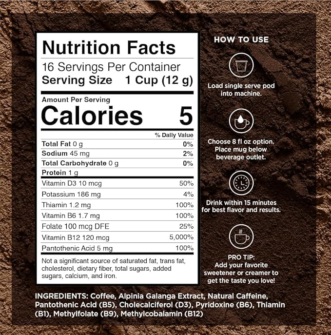 VitaCup Lightning Coffee Pods, for Memory & Focus w/ 2X Caffeine, Green Coffee Bean, B Vitamins