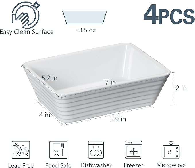 ONEMORE Small Baking Dish, Rectangle Ceramic Baking Dish for Oven, Individual Casserole Dishes for