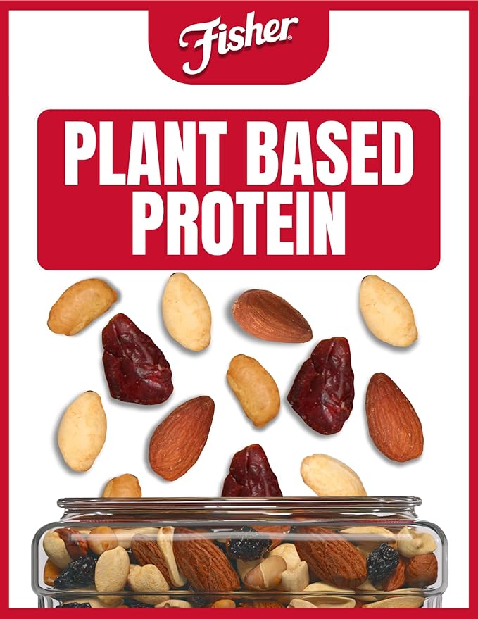 Fisher Snack Hunger Fighter Bulk Trail Mix, 38 oz (Pack of 1), Peanuts, Almonds, Dried Sweetened