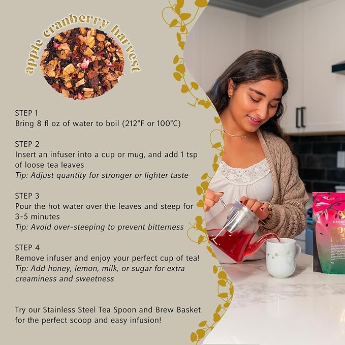 Apple Cranberry Harvest Tea, Organic Loose Leaf Herbal Tea ??Real Fruit, Summer Juice
