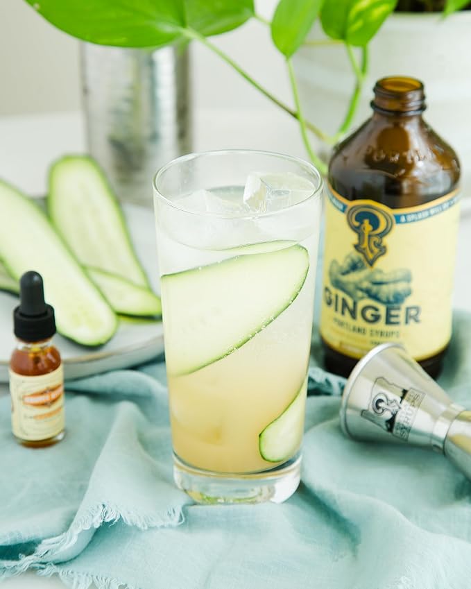 Portland Syrups Authentic Ginger Syrup - Premium Beverage Concentrate for Cocktails, Mocktails