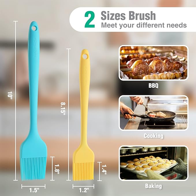 HAUSHOF Silicone Basting Pastry Brush, Heat Resistant Pastry Brush Set, One-Piece Design, Perfect