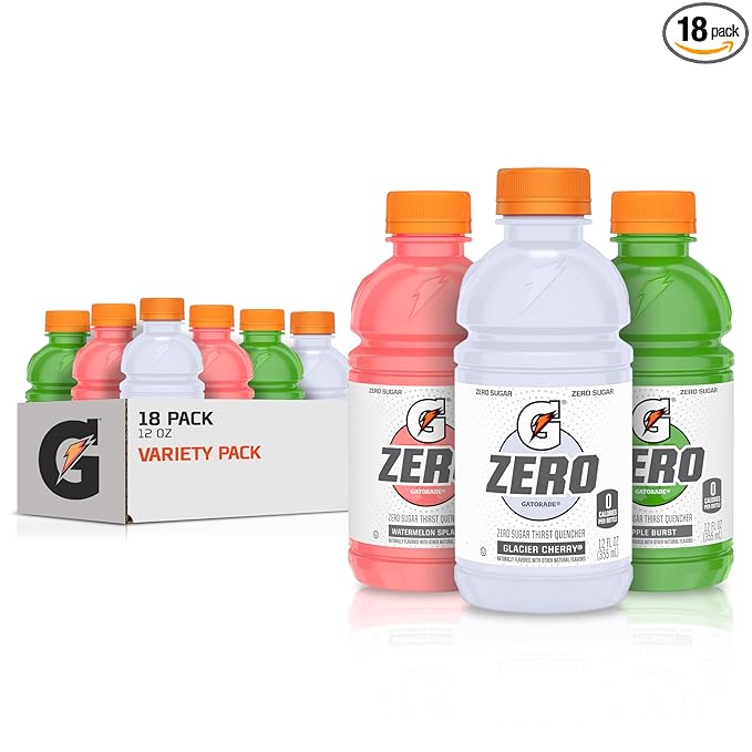 Gatorade G Zero Sports Drink, Glacier Cherry, Watermelon Splash, Apple Burst Variety Pack, 12 Fl Oz