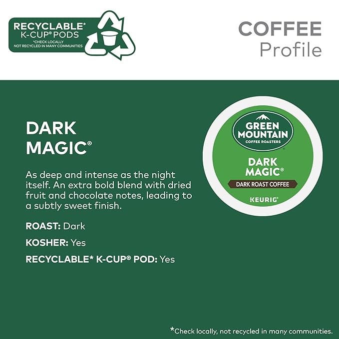 Green Mountain Coffee Roaster Dark Magic Keurig Single-Serve K-Cup Pods, Dark Roast Coffee, 32 Count