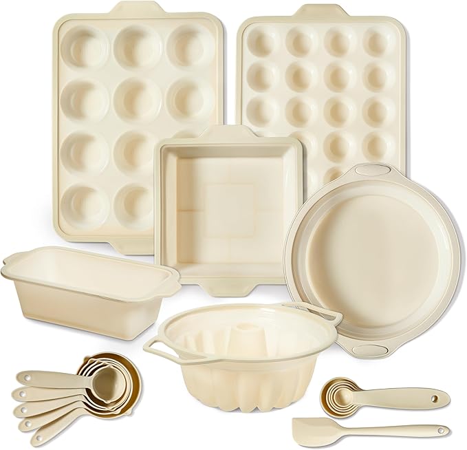 COOK WITH COLOR 17 Pc. Silicone Baking Pan Set - Non-Stick & Easy Clean Silicone Muffin Pans for