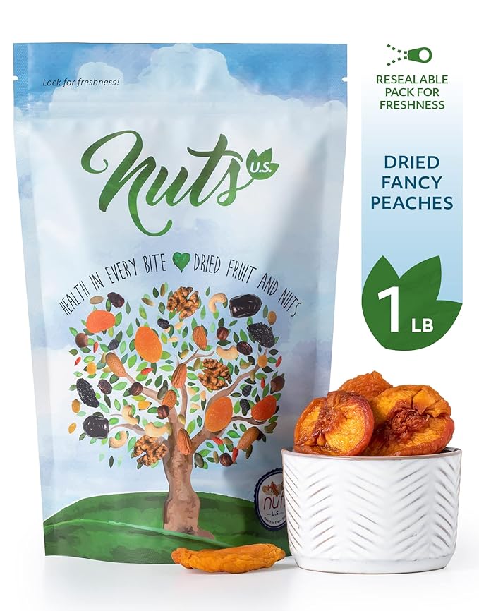 NUTS U.S. - Dried Fancy Peaches | Natural Snack | Fruity Aroma| No Added Sugar and Non GMO | Vegan