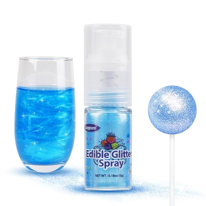 Shimmer Blue Edible Glitter Spray, 5g Edible Glitter for Cocktails, Drinks, Cake Decorating, Edible
