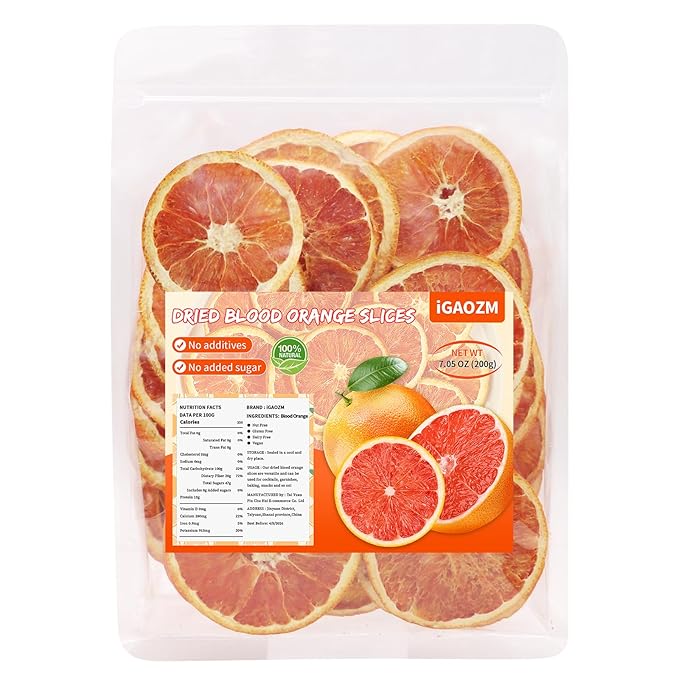 iGAOZM Dehydrated Blood Orange Slices,7.05oz/200g,Dried Blood Orange Slices for Cocktails,No Sugar