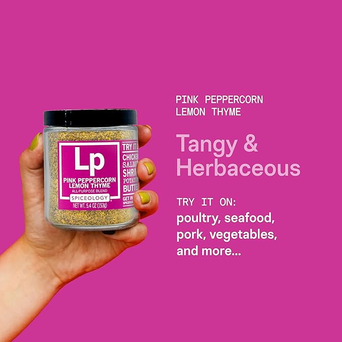 Spiceology - Pink Peppercorn Lemon Thyme - Use On: Chicken, Salmon, Shrimp, Potatoes, Butter