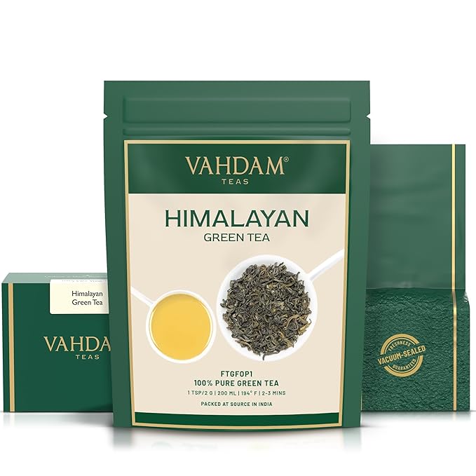 VAHDAM, Himalayan Green Tea Leaves (50+ Cups, 3.53 Oz) Non GMO, Gluten Free | High Elevation Grown