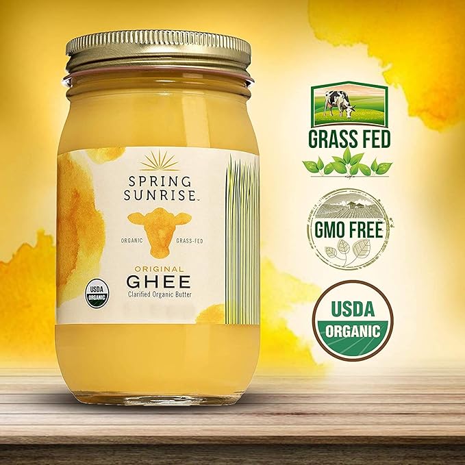 Spring Sunrise Grass Fed Organic Ghee - USDA Certified Clarified Butter - Keto & Paleo Friendly