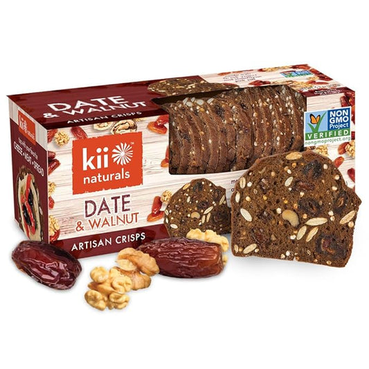 Kii Naturals Artisan Crisps, Healthy Snack Crackers for Cheese, Meats, Spreads, Charcuterie Board