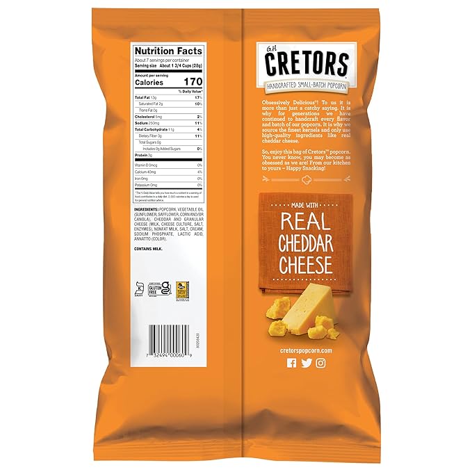G.H. Cretors??Cheddar Cheese Popcorn ??Savory Gourmet Cheese Corn in Convenient Individual Bags