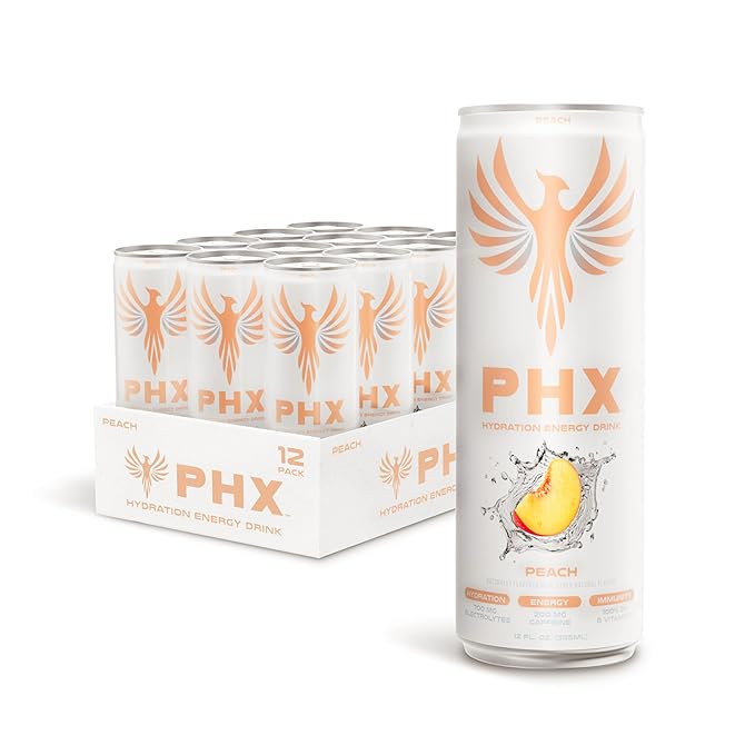 PHX Hydration Energy Drink - 700mg Electrolytes, 200mg Natural Green Tea Caffeine, 100% Daily Value