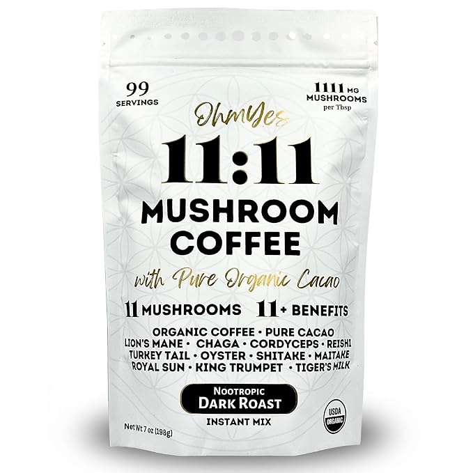 Organic Mushroom Coffee with Cacao ??11x Adaptogenic Mushrooms for Focus, Clarity & Energy