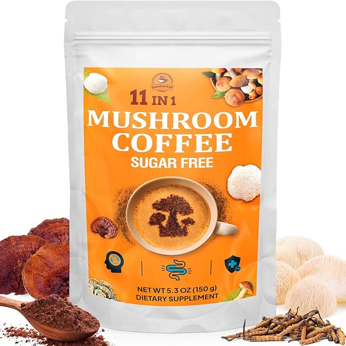Mushroom Coffee - Mushroom Coffee Organic with 11 Superfood Mushrooms, Includes Lion's Mane