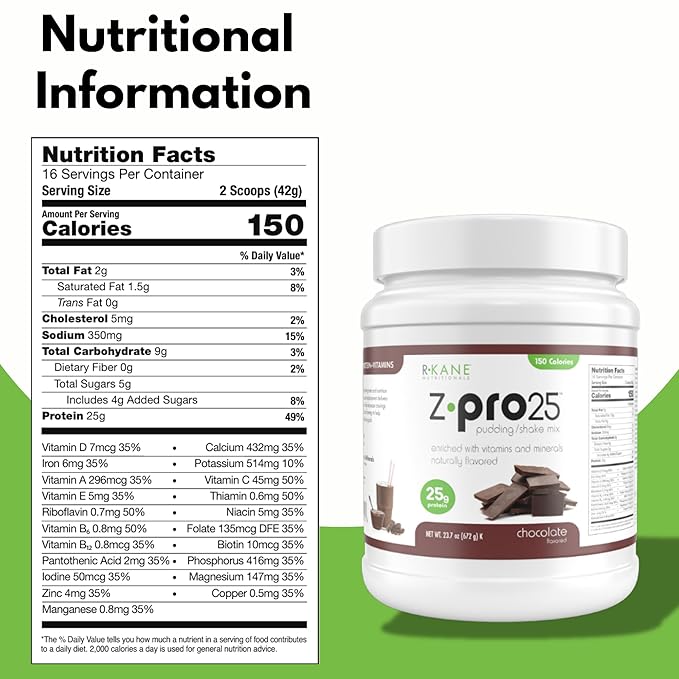 Z-Pro25 Protein Powder, 23.7 oz ??25g Casein & Whey Blend ??Low-Carb, High-Protein Meal Replacement