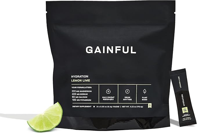 Gainful Hydration Powder Packets, Caffeine Free with Key Electrolytes Magnesium and Sodium, Energy