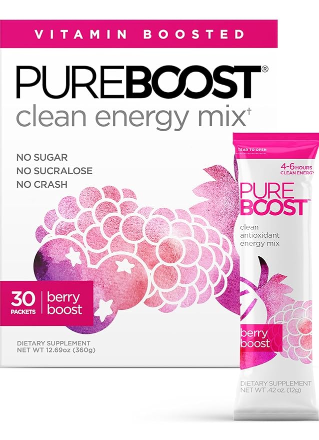 Pureboost Clean Energy Booster, Refreshing Energy Drink Mix with B12 Vitamins, Electrolytes
