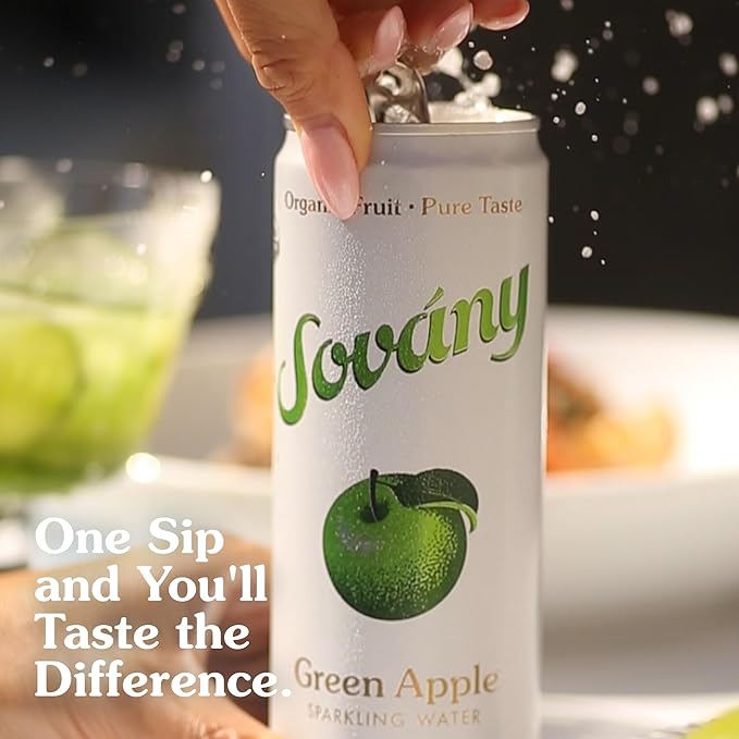 Sovány Sparkling Water, Green Apple, Seltzer Water Drinks, USDA Organic, Made With Real Fruit