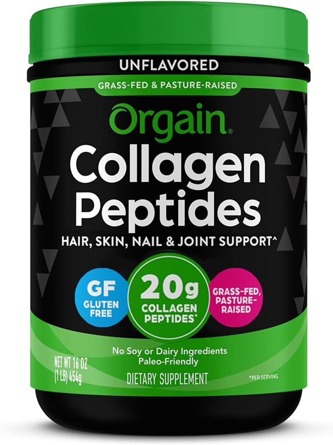 Orgain Hydrolyzed Collagen Peptides Powder For Women & Men, 20g Grass Fed Collagen, Unflavored