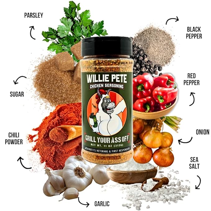 GYAO Willie Pete Chicken Seasoning – 11oz Southern Garlic Pepper Blend BBQ Seasoning for Chicken