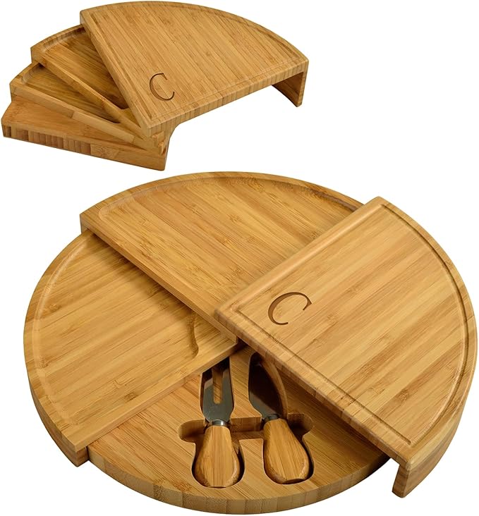 Picnic at Ascot Patented Personalized Monogrammed Engraved Bamboo Cheese/Charcuterie Board with