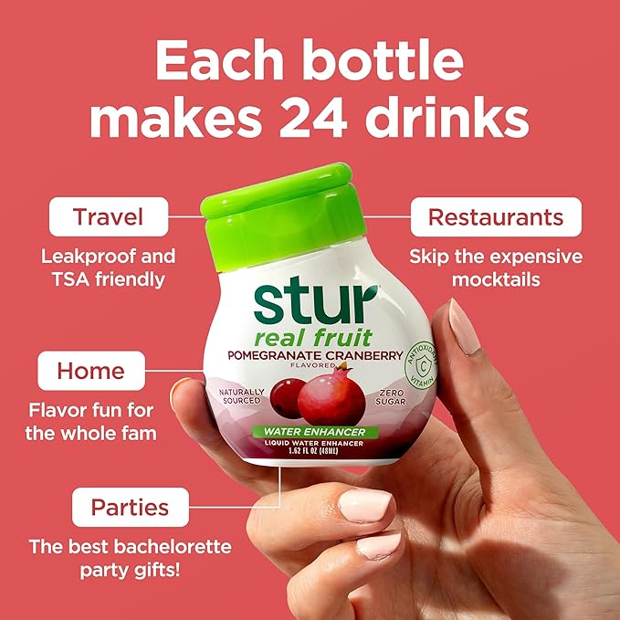 Stur Liquid Water Enhancer | Pomegranate Cranberry | Naturally Sweetened | High in Vitamin C &