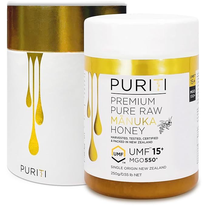PURITI Manuka Honey MGO 550+ / UMF 15+ | 100% Pure Genuine Raw Manuka Honey | 8.8 Oz / 250g |