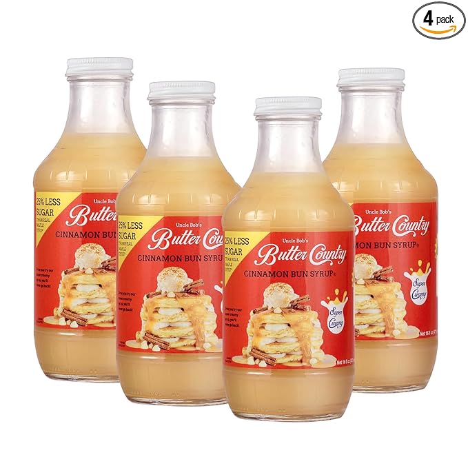 Uncle Bob's Butter Country Rich & Creamy Cinnamon Bun Flavored Buttermilk Syrup for Pancakes