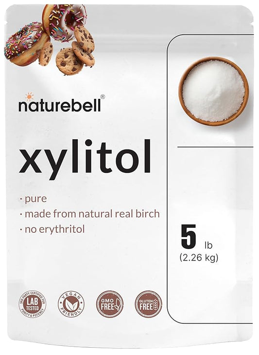 NatureBell Xylitol Sweetener, 5lbs | Natural Birch Crystal Source ??1:1 Sugar Substitute ??Sweet