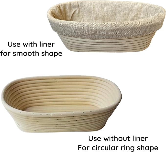 10 Inch Oval Bread Banneton Proofing Basket Set of 2, Sourdough Proofing Basket kit for Artisanal