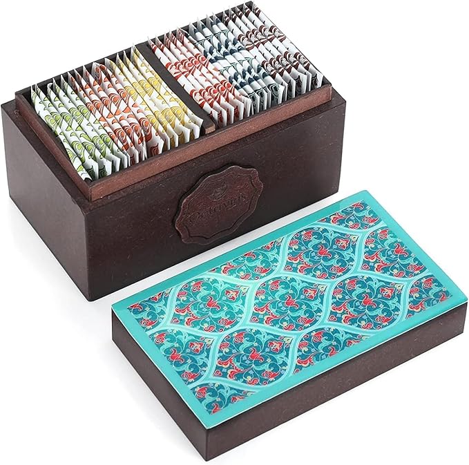Octavius Assorted Tea Gift Set | 6 Assorted Black & Green Teas | 30 Teabags | Wooden Tea Sampler