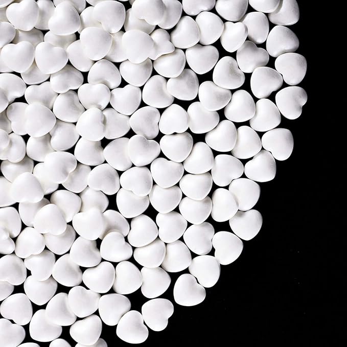 Kasvan White Heart Shapes Sprinkles - Edible Candy Pearls 130g/4.58 Oz, Mix Size, Baking Cake