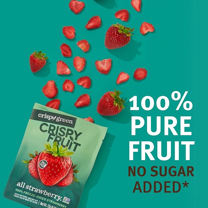 Crispy Green Natural Freeze-Dried Fruit, Strawberry Single-Serve, No Sugar Added, 0.42 Ounce (Pack