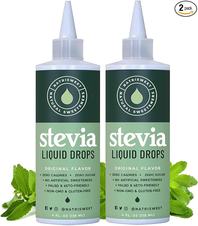 Natrisweet Liquid Stevia Drops 4oz 2pack, Pure Sweetener from Stevia Extract, Plant-Based Sugar