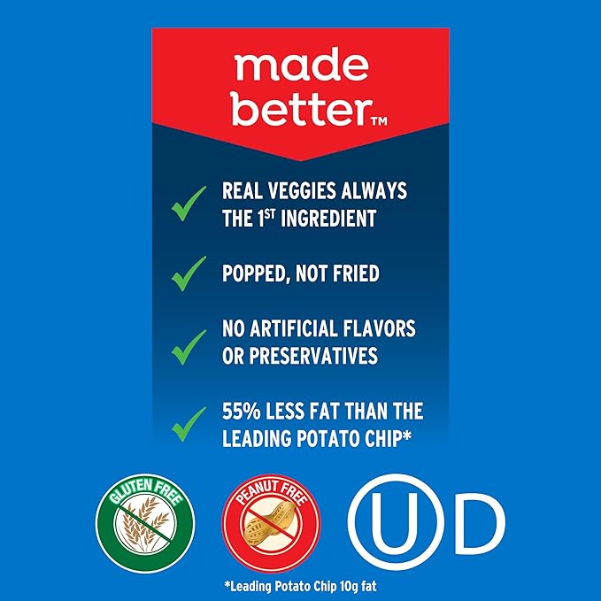 Breton Veggie Crisps Zesty Ranch (Pack of 12) - Popped not Fried Crisps, Made with Real Vegetables