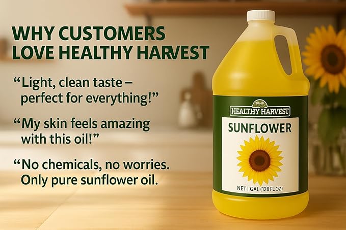 Healthy Harvest Non-GMO Sunflower Oil - Healthy Cooking Oil for Cooking, Baking, Frying & More