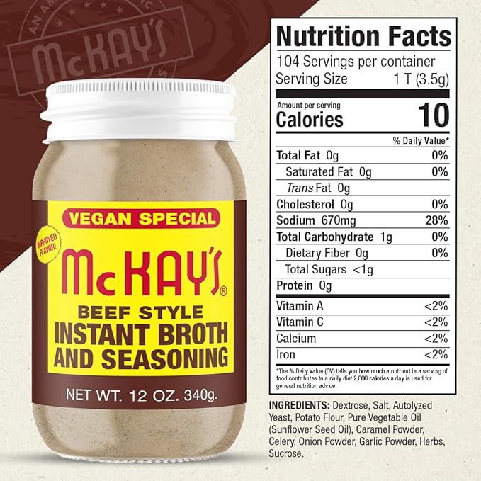 McKay's Vegan Chicken and Beef Flavored Soup Seasoning, Gluten Free, Vegetarian Instant Broth