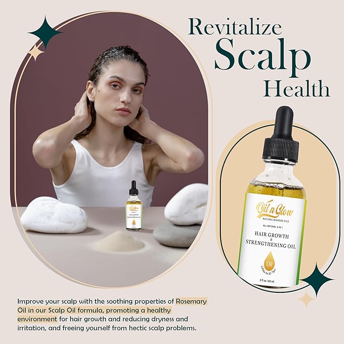 USDA Certified Organic 9 in 1 Natural Hair Growth Serum & Strengthening Oil with Rosemary, Castor